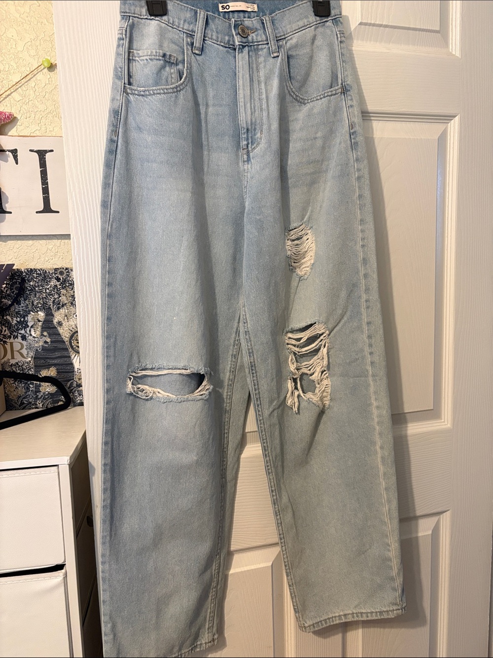 SO Light Blue High-Rise Baggy Jeans